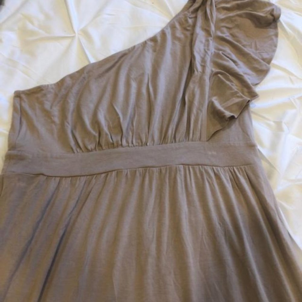 LOFT Off-the-shoulder tan dress